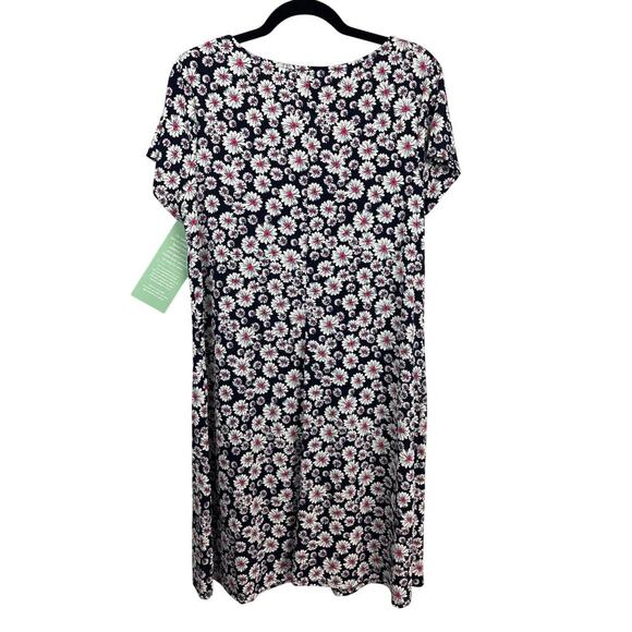 NWT MSK Women Navy 70s Style Floral Dress Size 1X – White & Pink Flower Print - Picture 5 of 5